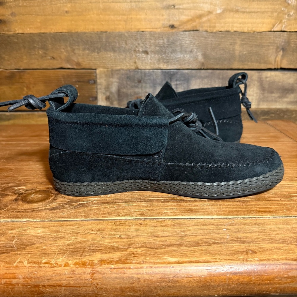 UGG Australia WOODLYN Moccasins Loafer Womens 7.5 Black‎ Suede Booties - Picture 6 of 7